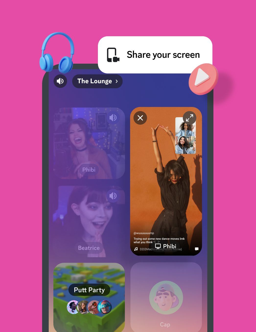 Sharing a screen in a voice channel