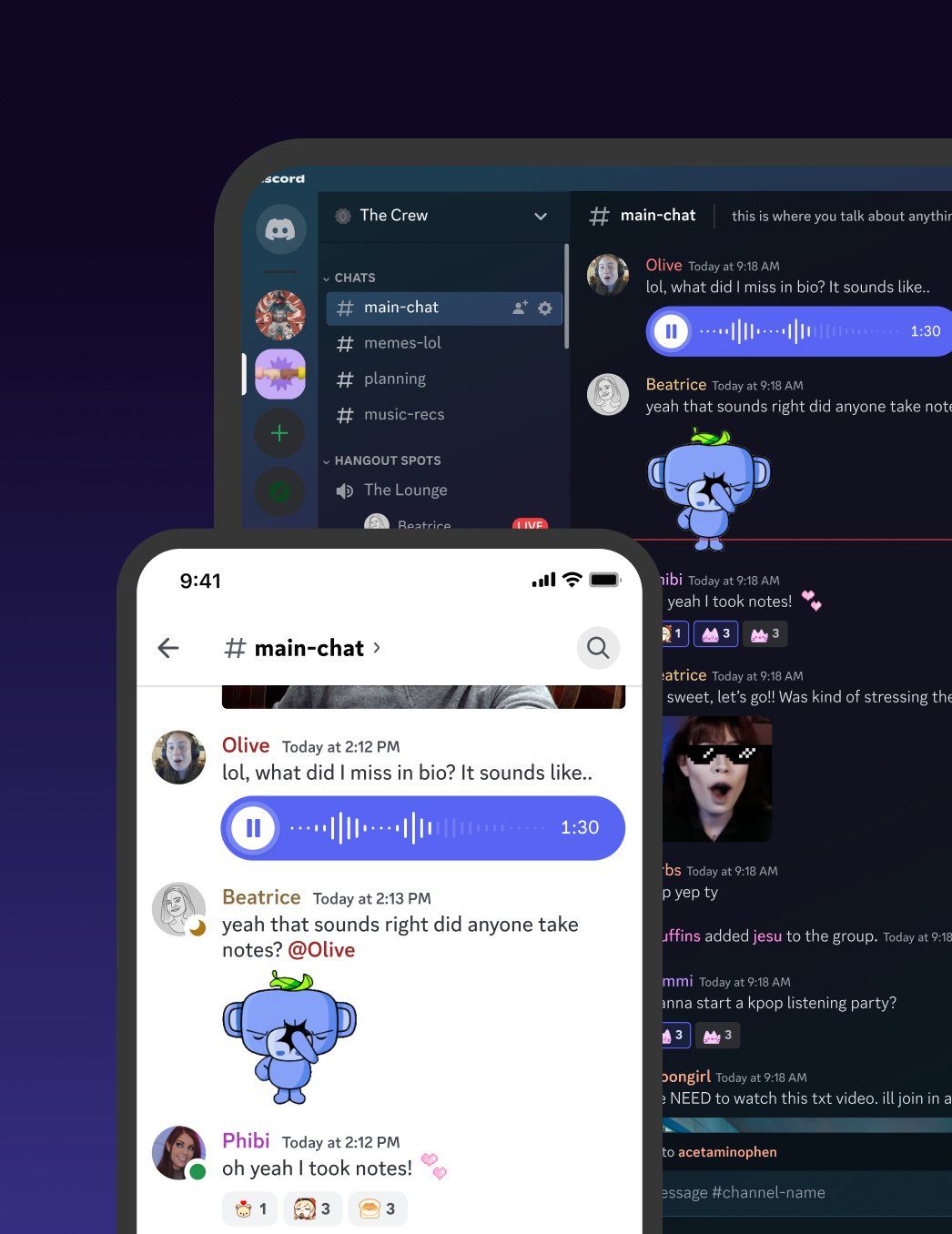 The same chat on a phone and on desktop
