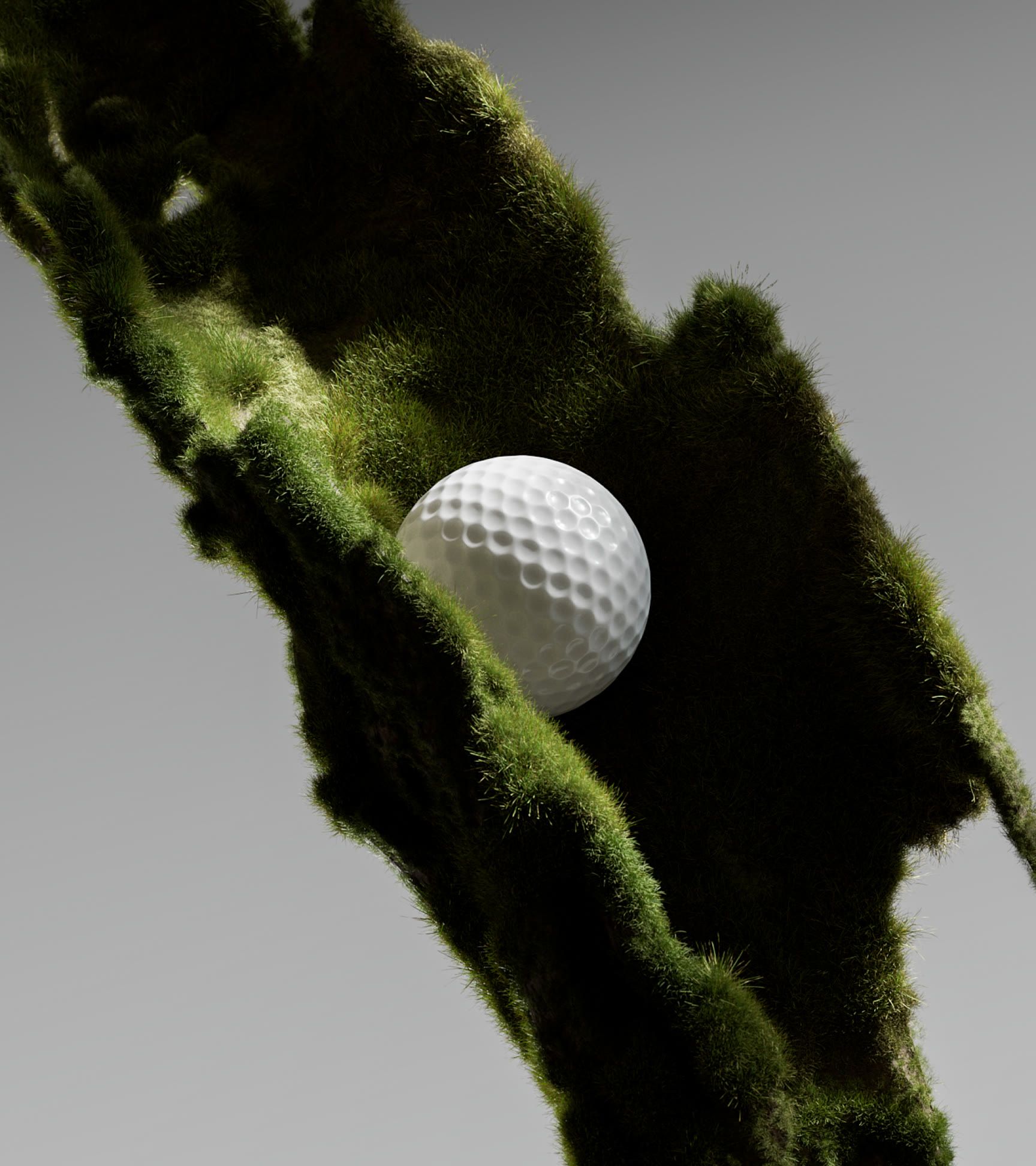 The GolfForever training bar’s weighted ball wrapped in moss